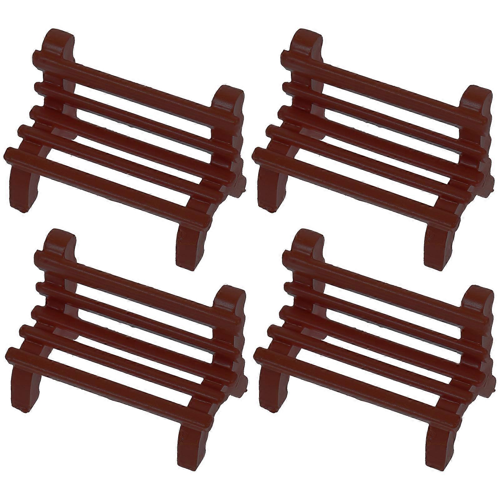 Plastic Mini Bench Model Miniature Scene Sand Table Adornment Smooth Surface 3.30X2.10X1.60Cm 4Pcs