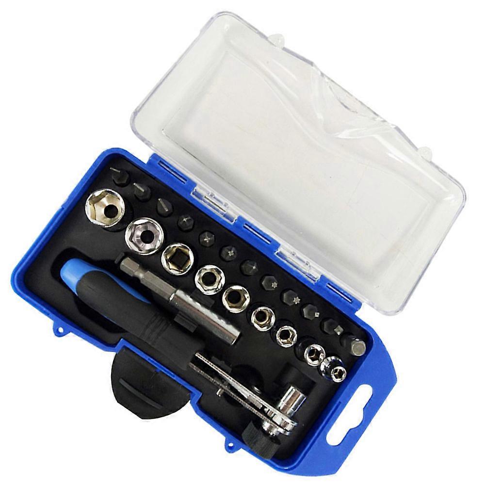 23 Piece Socket Set with Ratchet Handle for Repair Multi Color Metal Tools