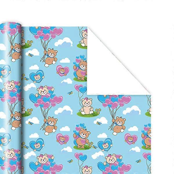 10 Sheet Pack of 5 Different Designs Reversible Wrapping Paper Roll - Mini Roll - 50*70cm- Birthday Animal Design