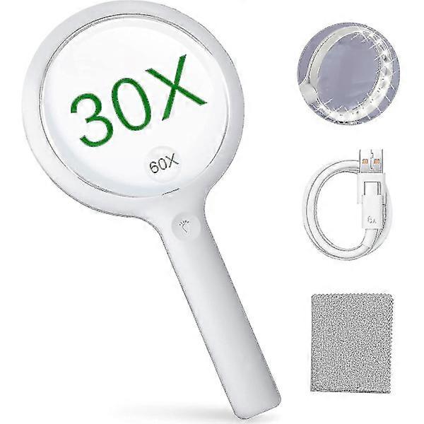 Rechargeable Magnifying Glass, Illuminated Magnifier, 3 Lighting Modes USB Rechargeable