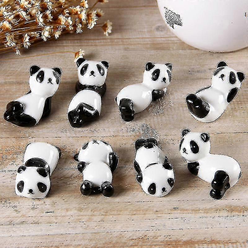 8pcs Ceramic Panda Chopsticks Holder Spoon Fork Rack