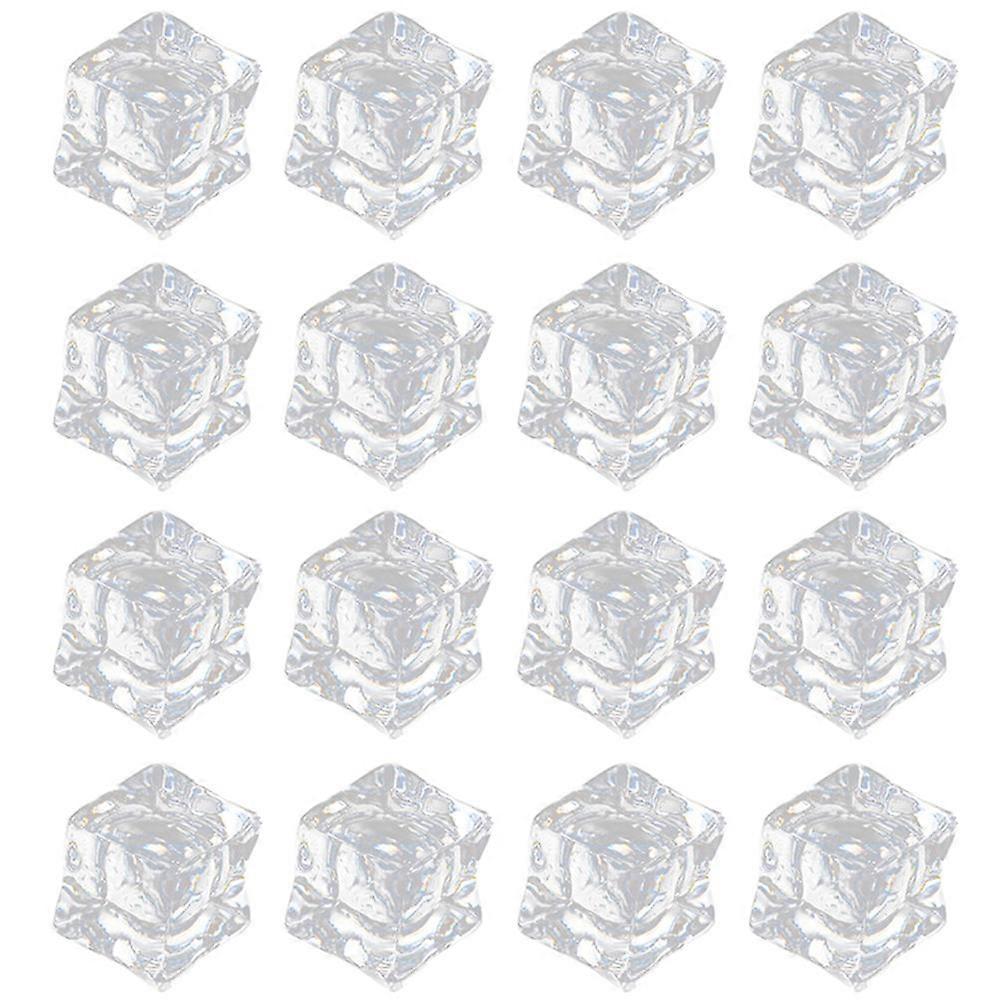 200pcs Clear Artificial Ice Cubes Props Simulated Fake Ice Cubes