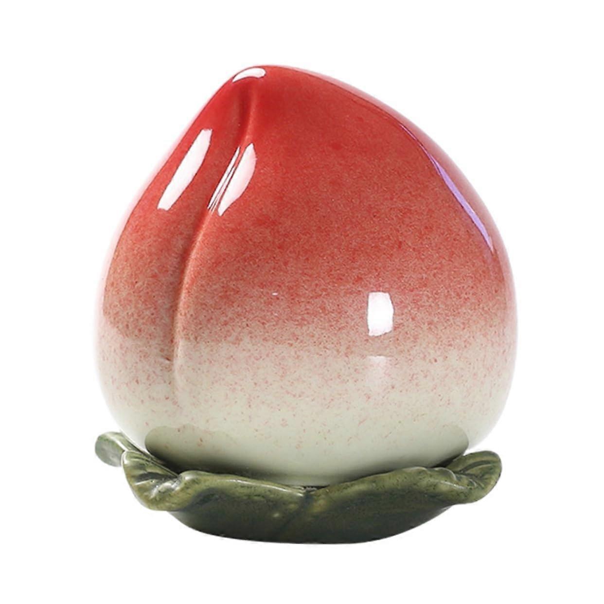 1 Piece Decorative Ceramic Tea Canister Peach Shape Airtight Storage Container for Tea, Spices, and Sweets Home Accessory