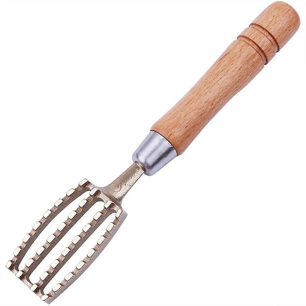 Professional Brass Fish Remover Tool with Wooden Handle, Efficient Fish Scraper and Vegetable Peeler Kitchen Accessory