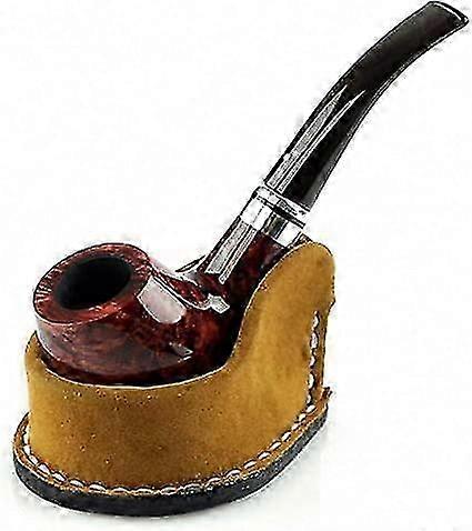 (brun)exklusive piporäkta läder rökpipstativ stöd Handgjord tobak Piphållare passar de flesta pipor