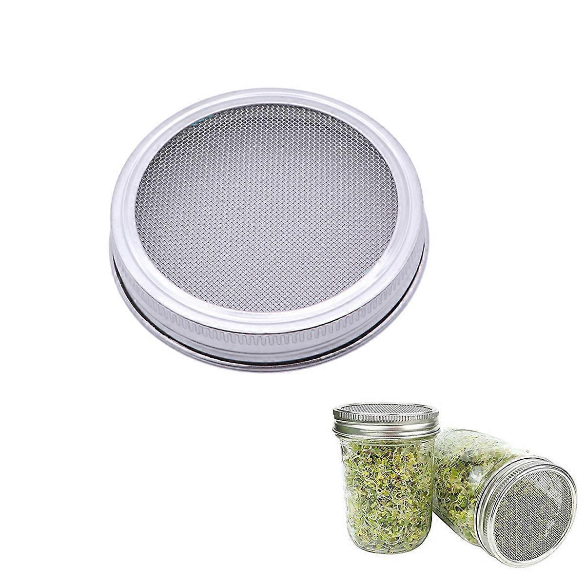 Stainless Steel Sprouting Lids for Mason Jars   Fermenting, Sprouting, Canning, and Sieving   4pcs Silver Round Strainer Mesh Lids