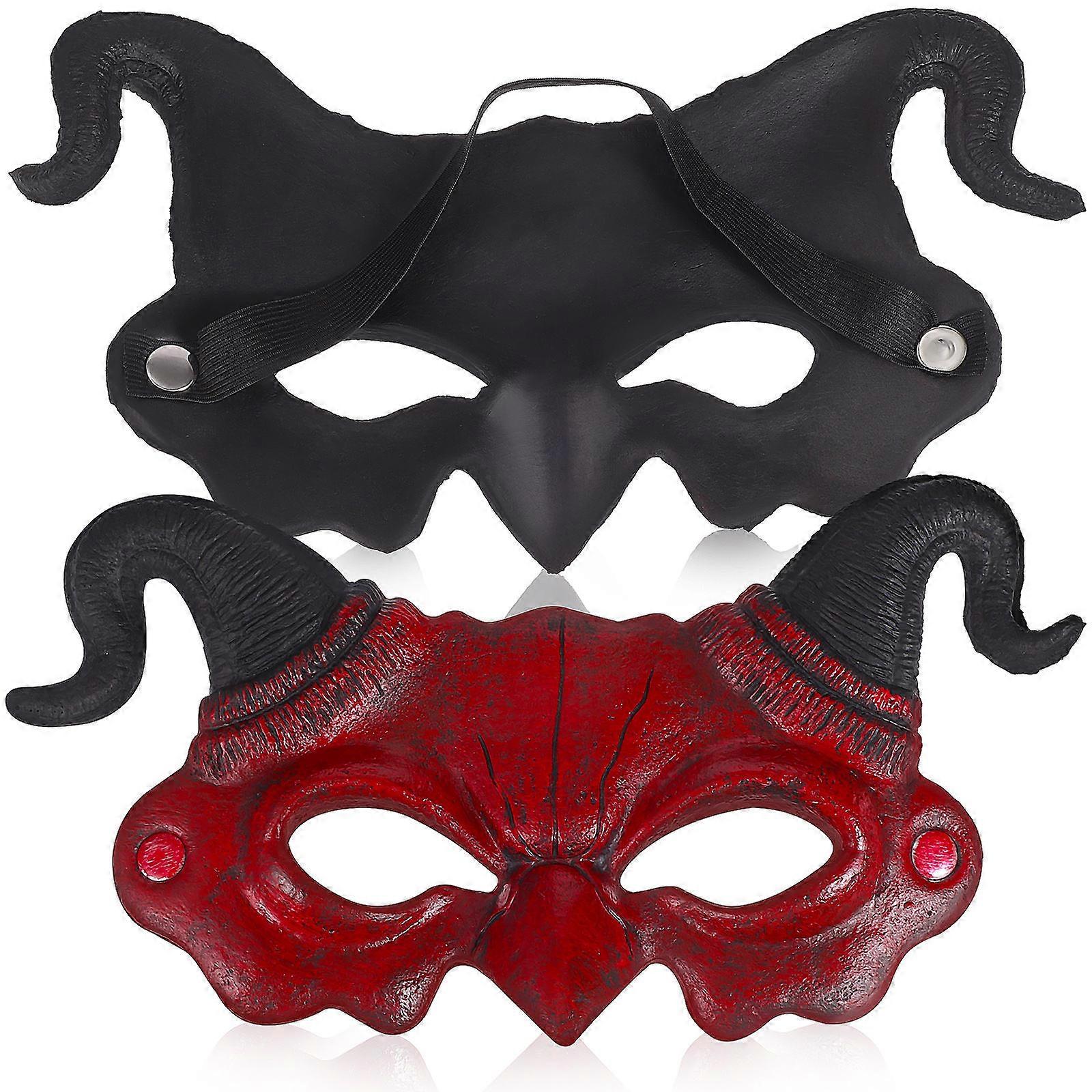 Gothic Horror Devil Masks 2 Pcs Perfect For Halloween And Cosplay Parties Assorted Color With Unique Design