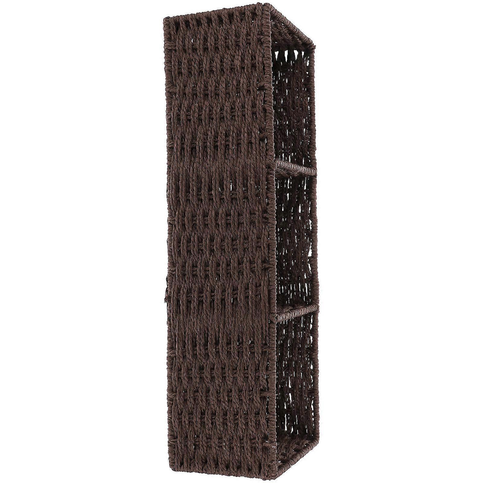 Rustic Woven Storage Basket with Dividers for Home Office Organization and Table Décor