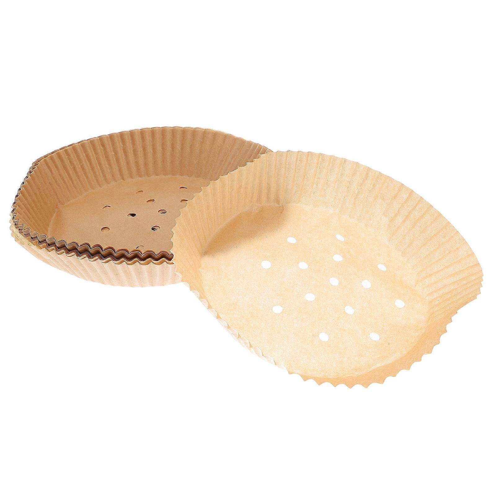 Khaki Disposable Baking Paper Liners 50Pcs Non-stick Air Fryer Paper Liners For Cooking Baking 16X16X4.5Cm