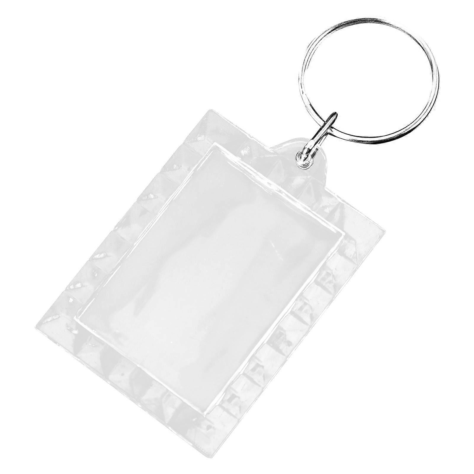 24Pcs Clear Photo Keyring Keychain Organizers For Party Favor Featuring Rectangular With Decorative Edges