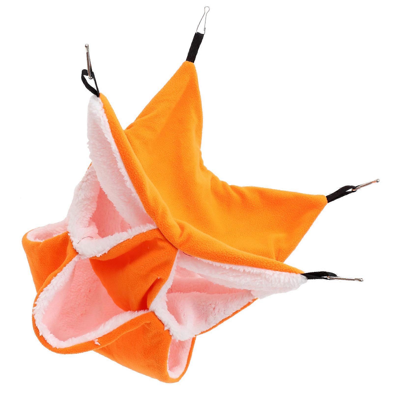 Double Layer Pet Hammock For Resting And Sleeping Orange Soft Cotton For 1Pcs