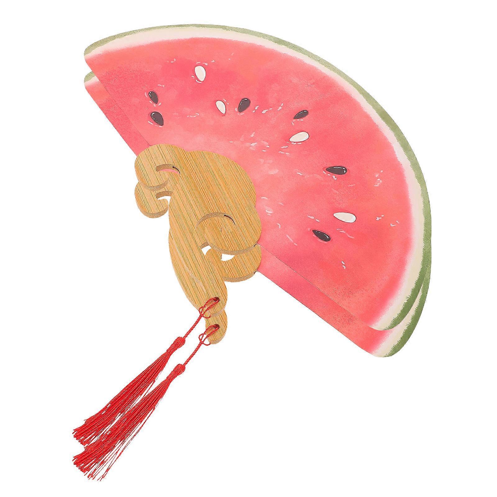 Portable Bamboo Handheld Fan Set 2pcs, Summer Cooling, Fruit Themed Decor for Weddings, Parties, Home & Photography Props
