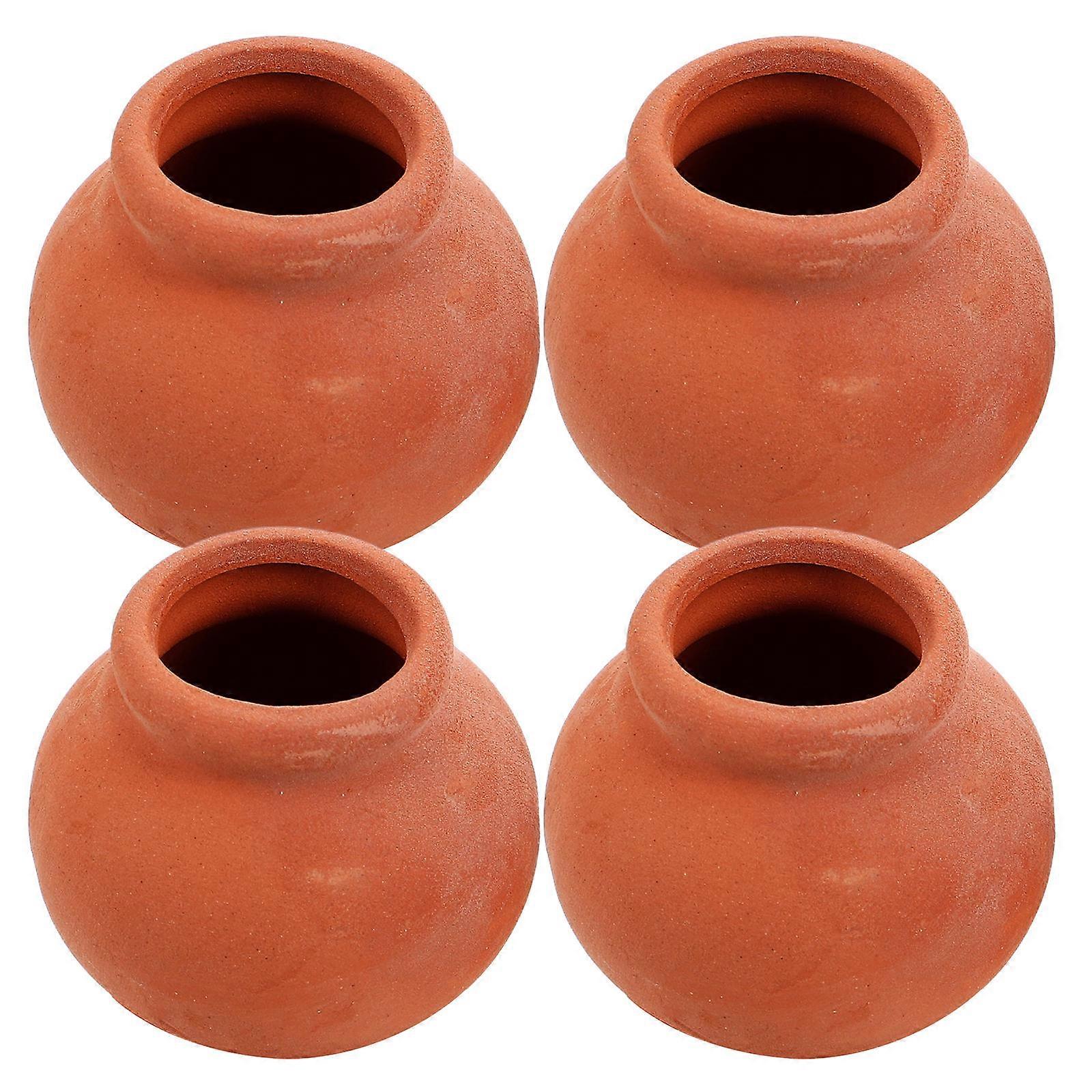 Mini Ceramic Flower Pots for Decor 4Pcs Miniature Clay Planter Set