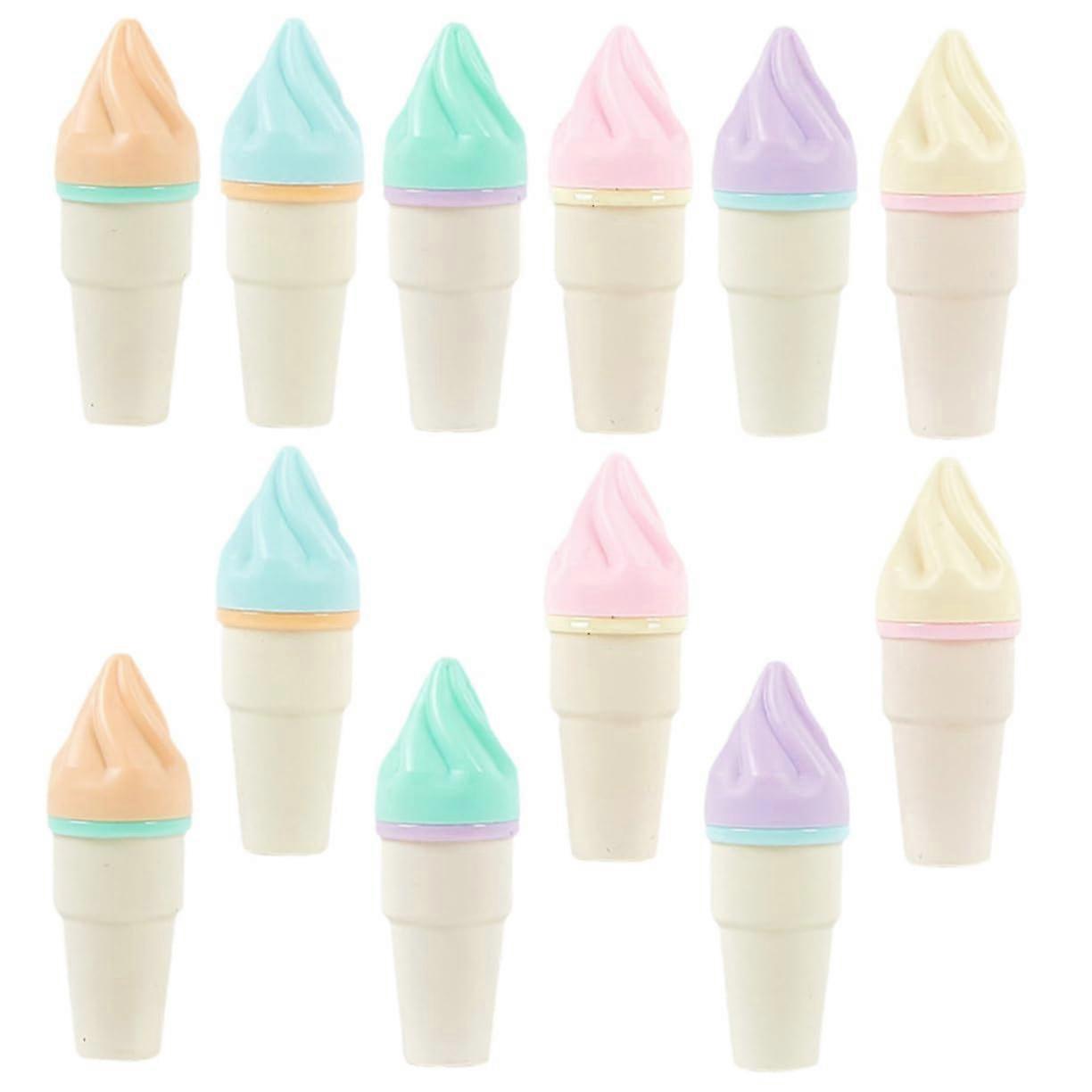 Cartoon Highlighter Pens 6-Piece Ice-Cone Design Text Markers for School Office Scrapbooking Notes and Creative Projects