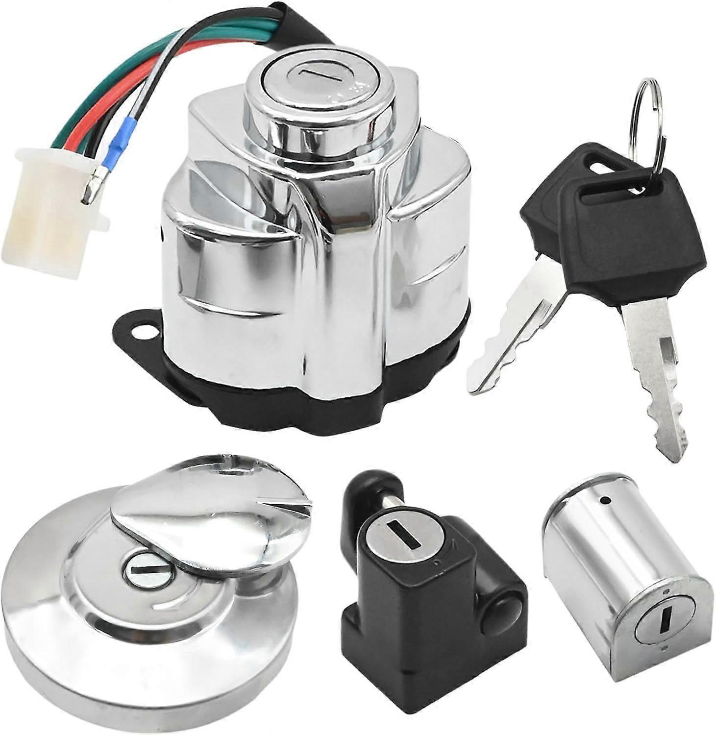 Ignition Switch Gas Cap Helmet Steering Lock Key Set, Replacement for Honda