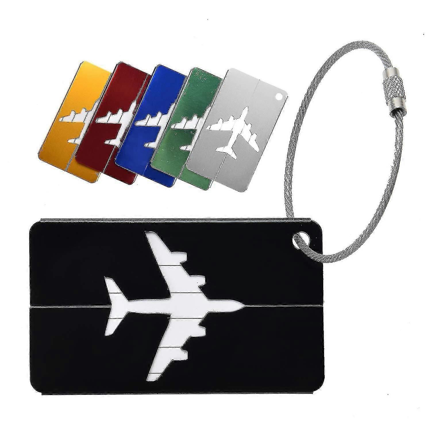 6 Pack Durable Aluminium Luggage Tags - Stylish Suitcase Labels with Steel Loop