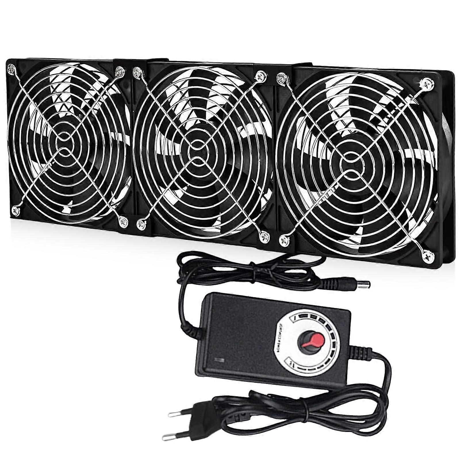 Mini Extractor Fan Pack of 3, 120mm DC12V Smoke Extraction Fan, 3000 RPM Adjustable Speed Axial Fan for Grow Tent and BBQ
