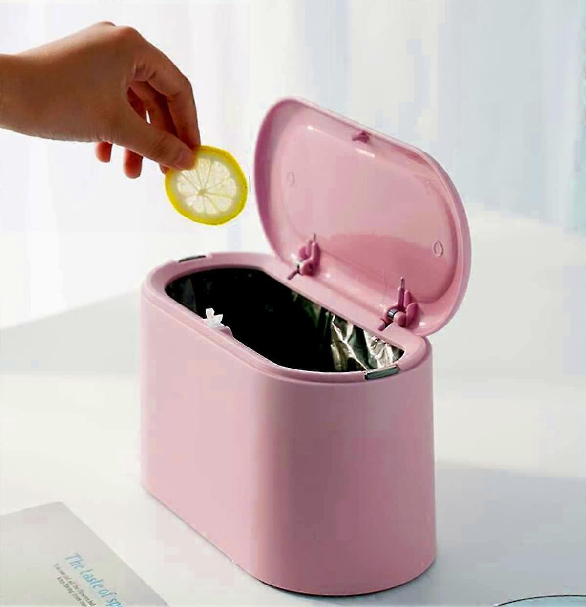 Mini Trash Can with Lid - Removable Small Trash Can, Mini Plastic Trash Can