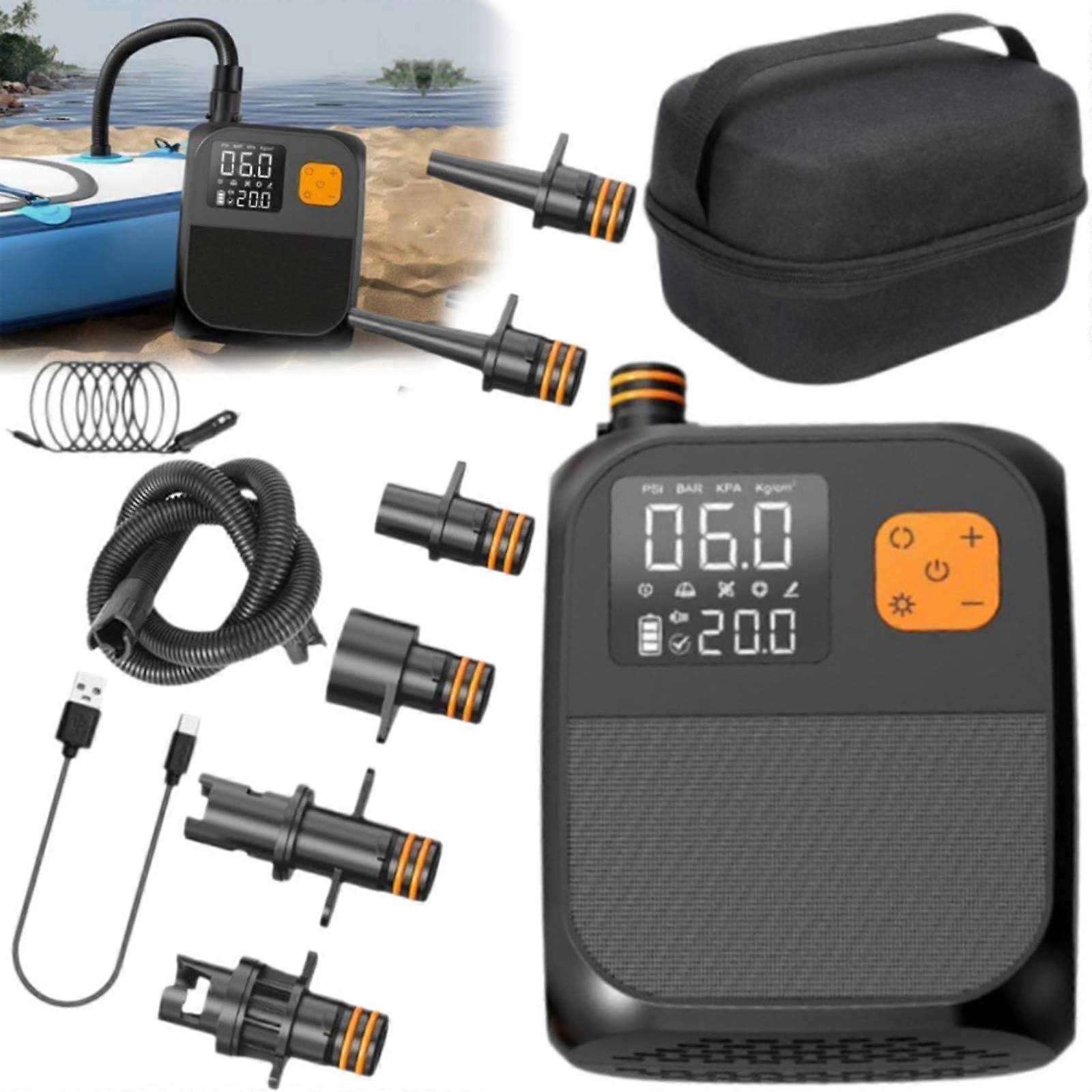 Electric Paddle Board Pump 25PSI 100L/Min Rechargeable 8000mAh with LED Touch Screen for SUP Kayak Sail Inflation & Deflation