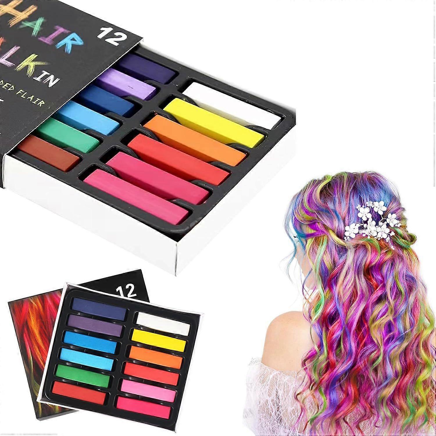 unbrand Craie temporaire pour cheveux ensemble de craies pour cheveux 12 couleurs pour les filles te