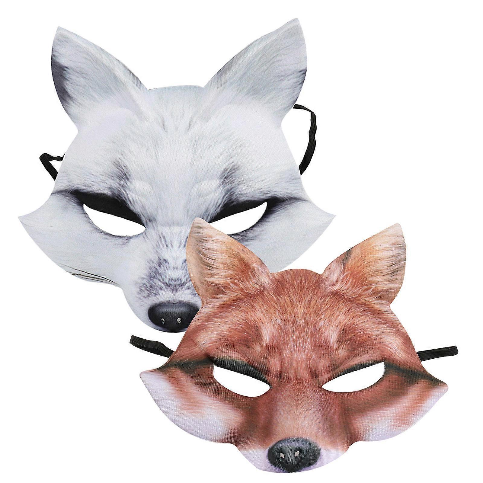 Animal Half Face Fox Mask For Masquerade Party And Halloween Celebration Constructed With Assorted Color Eva In 2Pcs