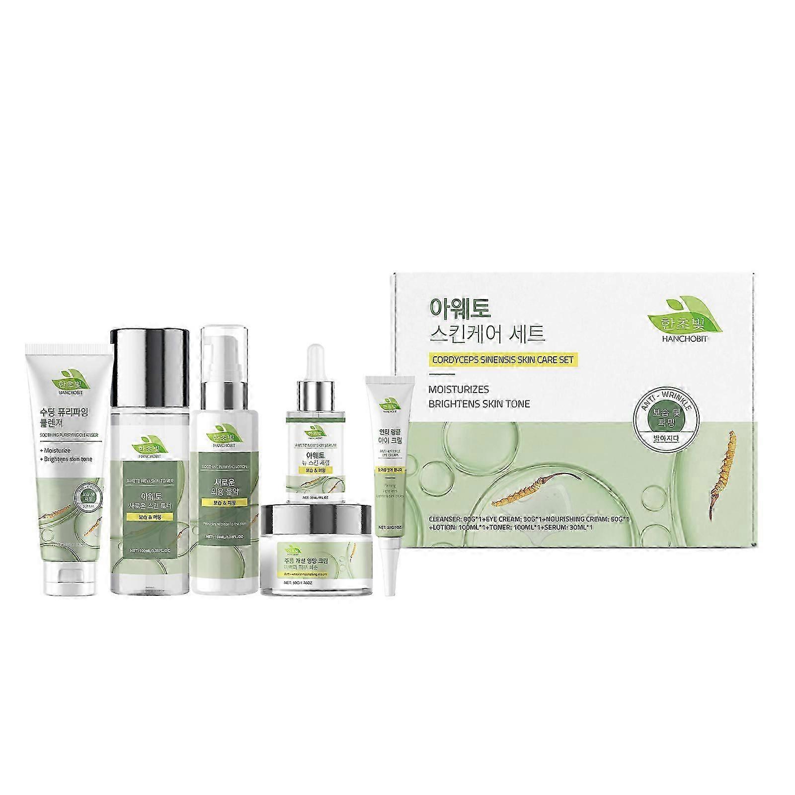 HANCHOBIT Cordyceps Skincare Set Moisturizing, Moisturizing, Tender, Smooth and Brightening Facial Multi effect Care Set