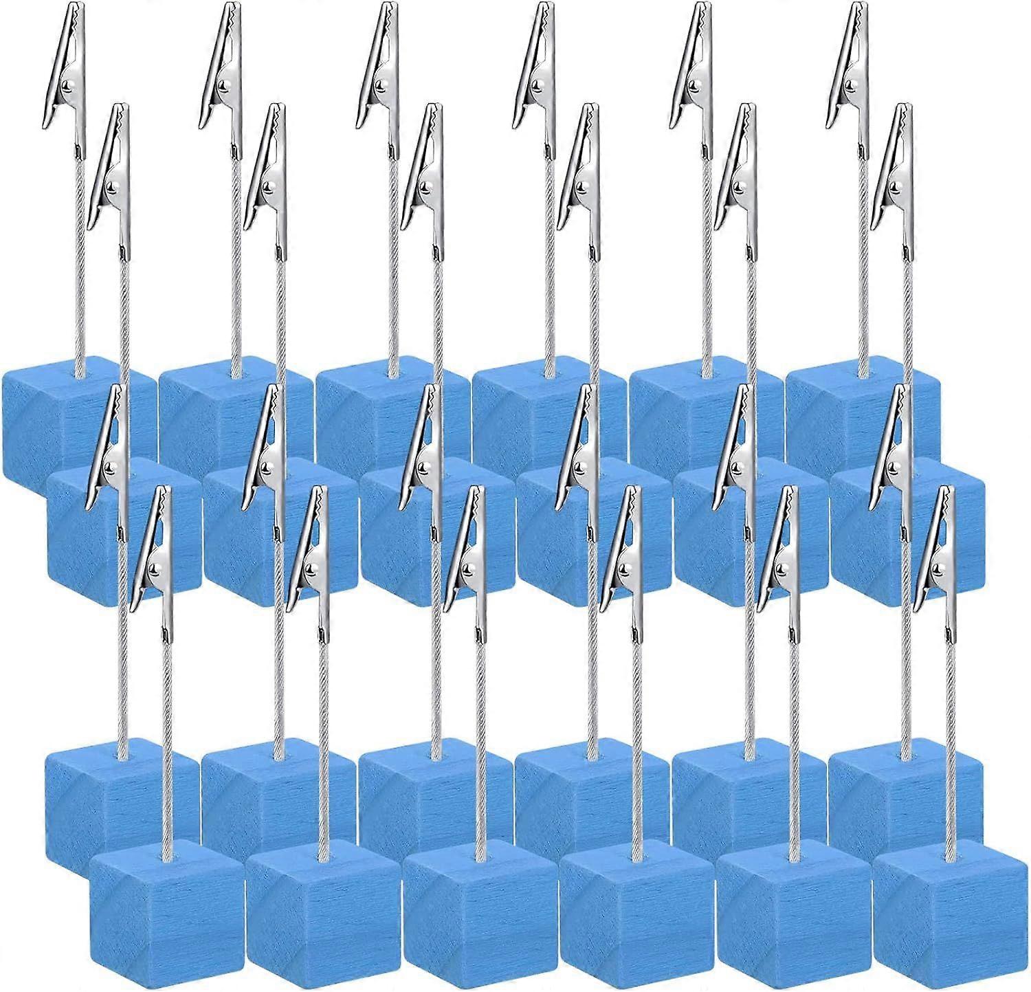 24pcs Cube Base Memo Clips with Alligator Clip Desktop Digital Place Card Holder