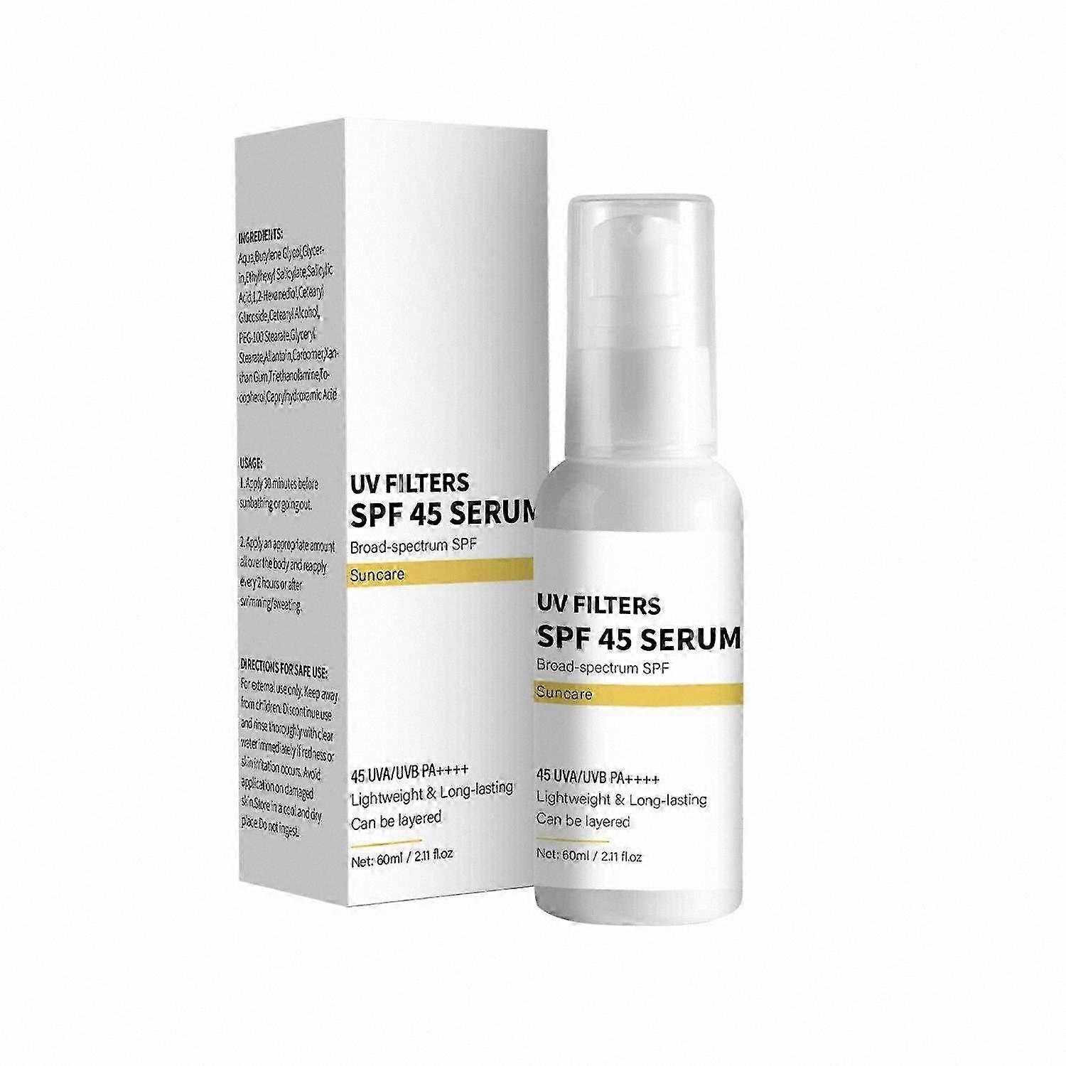 Hydrating SPF 45 Sunscreen Serum, Broad-Spectrum UVA/UVB Defense, Lightweight & Refreshing Formula for Daily Use