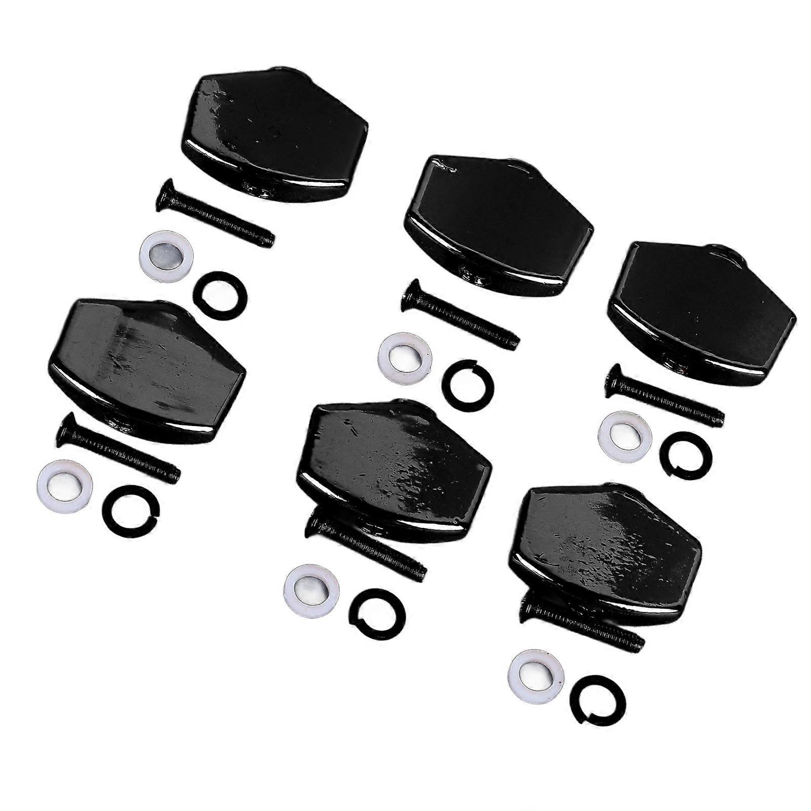 6Pcs Metal Guitar Tuning Peg Buttons Black Universal Replacement