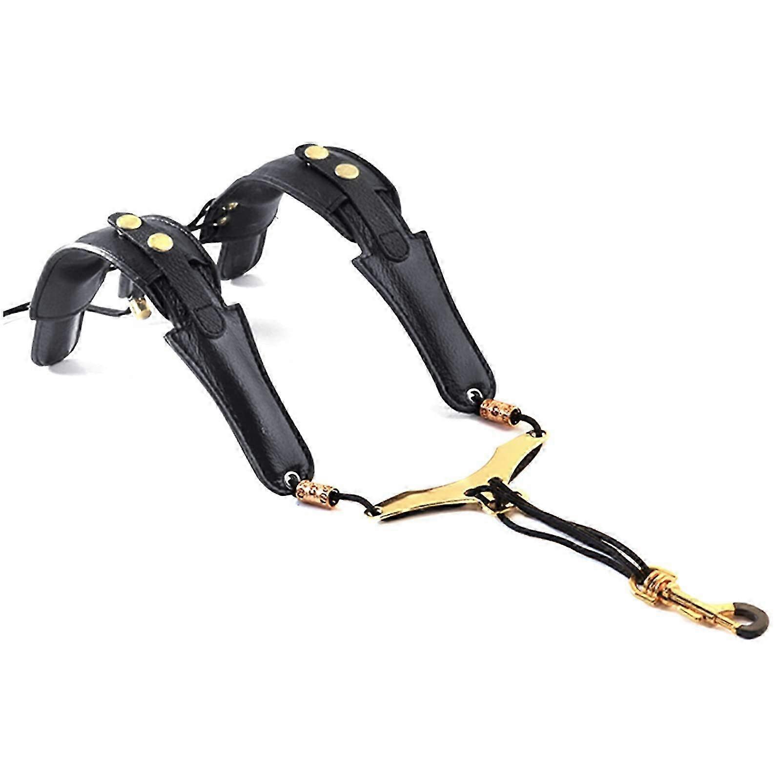 Comfortable Padded Leather Shoulder Strap for Saxophone - Double Shoulder Design, Handmade, Compatible with Alto, Tenor, Soprano & Baritone Sax