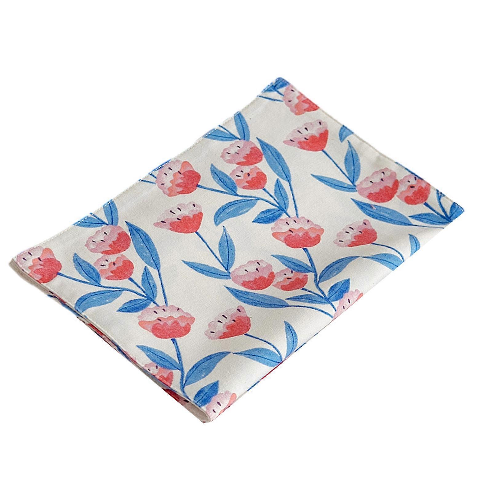 Natural Linen Table Mat Decorative Daisy Pattern Sturdy Bottom Washable for Family Meals Event Multicolor