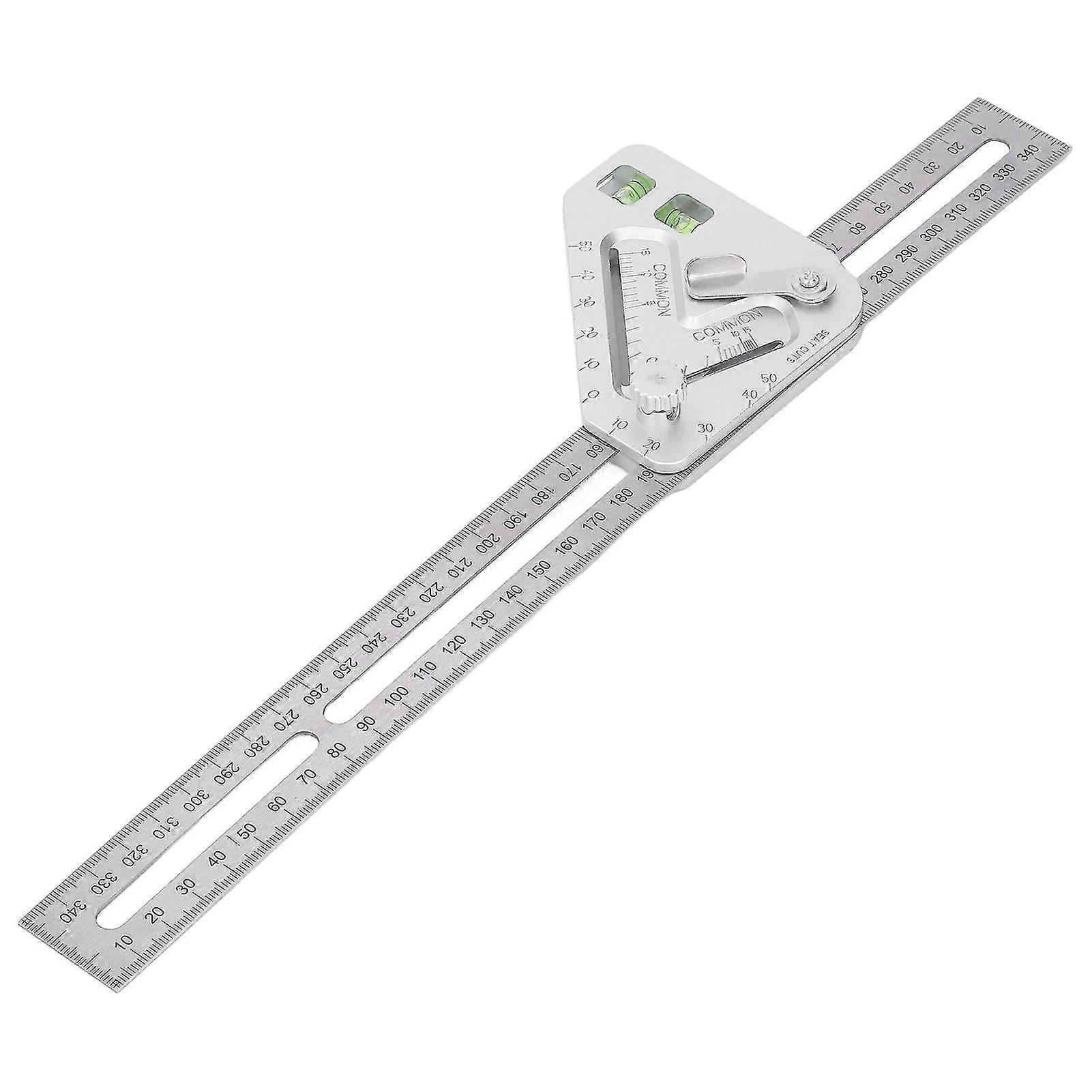 2025 Woodworking Triangle Ruler Silver Flexible Wear Resistance Triangle Ruler with Bubble Level