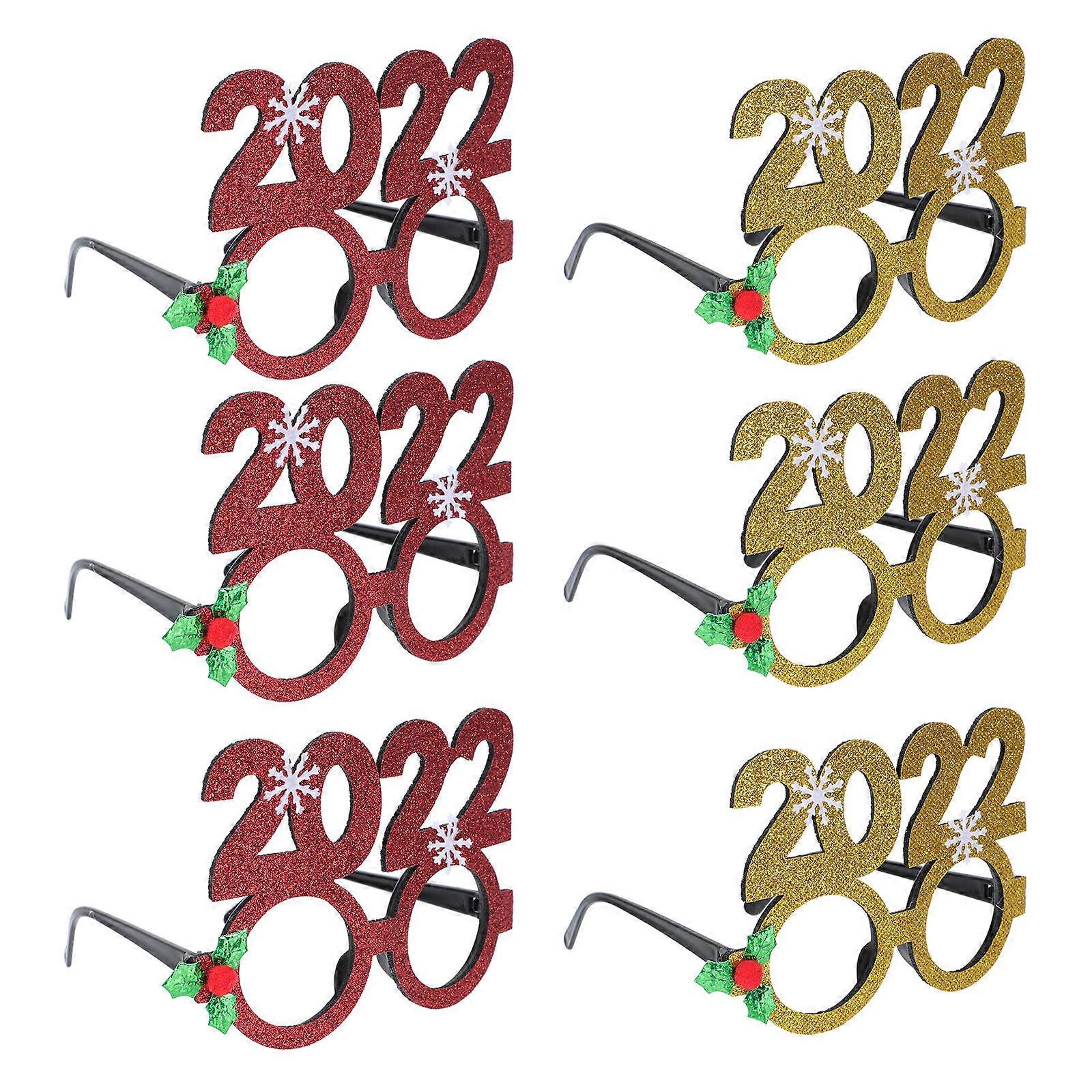 Plastic Eyeglasses for Decor 6Pcs New Year 2022 Funny Party Props