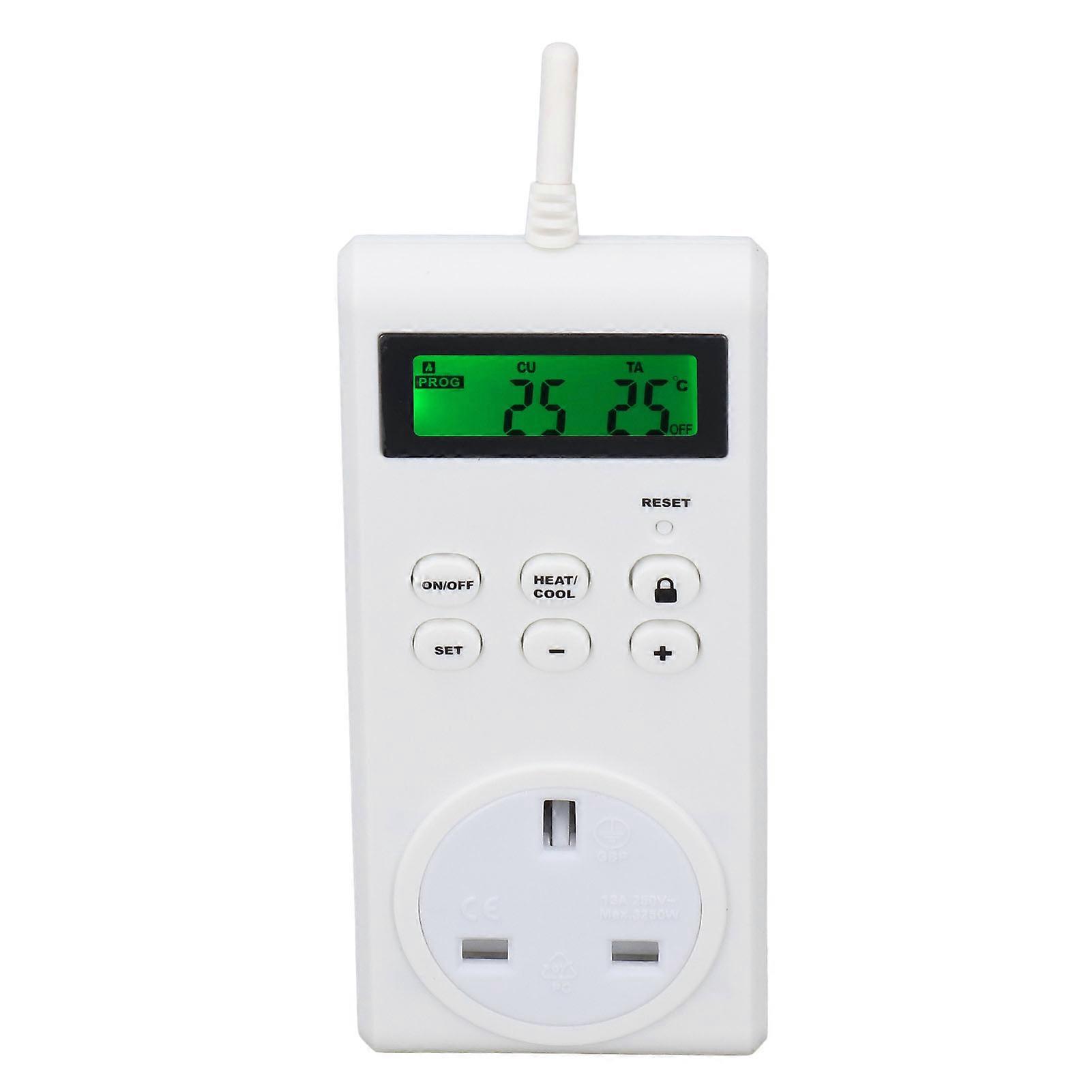 TS-3000 Wireless Programmable Thermostat Outlet Socket UK Plug 250V