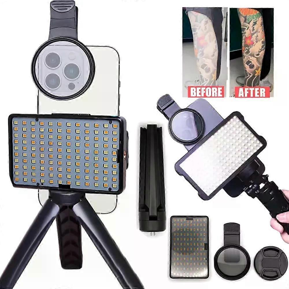 120 LED Reduce Reflected Fill Light Of Tattoos With 52mm Cpl For Cellphone Lens Circular Polarizing Filter 3 Color Modes