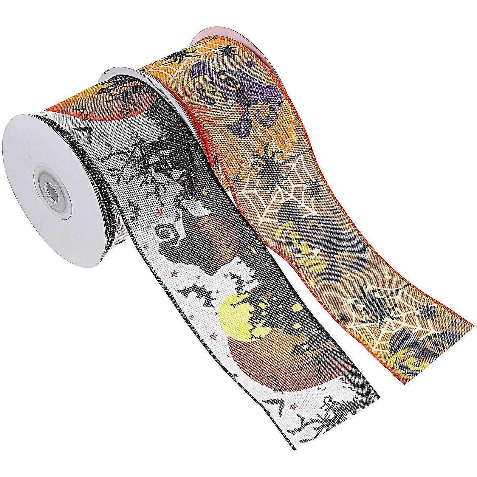 Halloween Caution Ribbon Decorative Ribbon Craft Projects Multi 0.1X6.5X910CM Scrapbook 2 Rolls