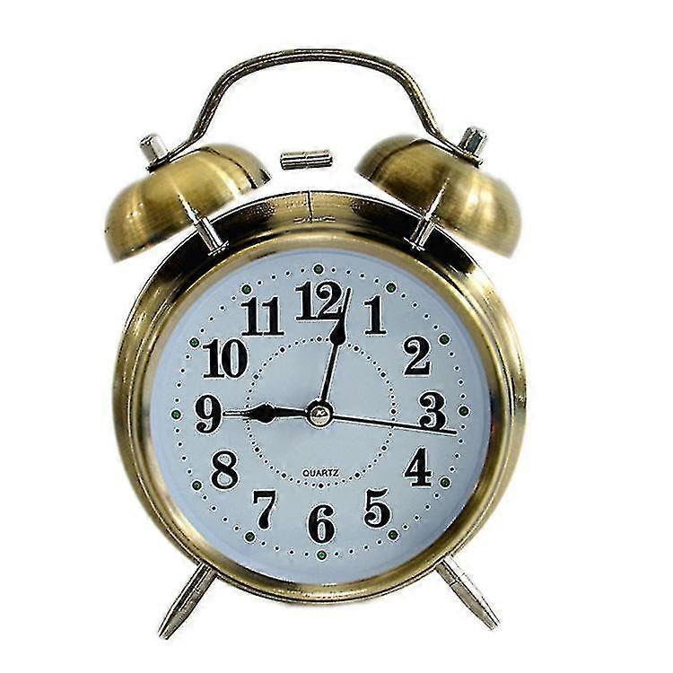 Retro Metal Alarm Clock 4" Silent Non-Ticking for Bedside Table Decor