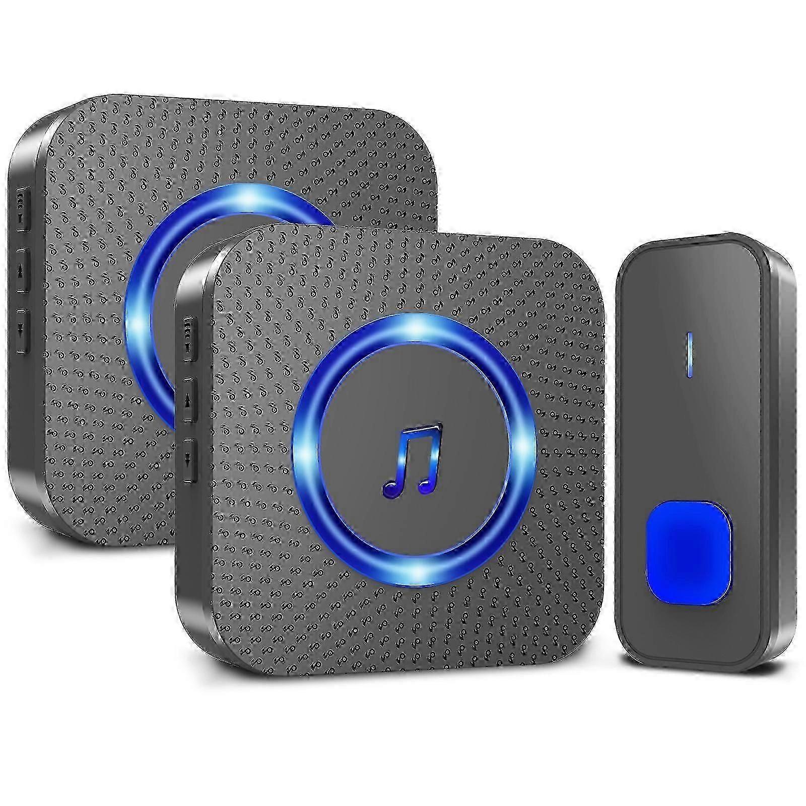 Wireless Doorbell for Home, 55 Ringtones, 300m Range, LED Flash, Waterproof, Ding-Dong