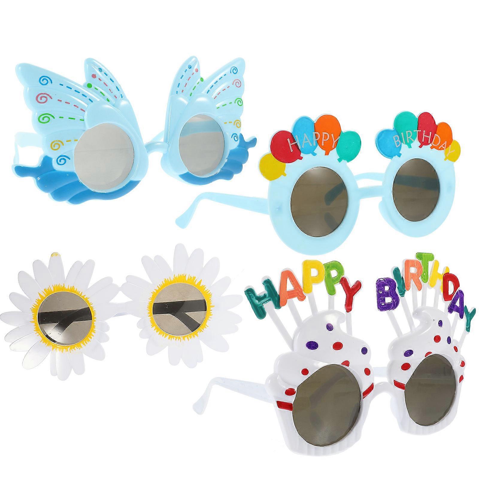Birthday Party Glasses Colorful Eyewear for Birthday Party 4Pcs Plastic