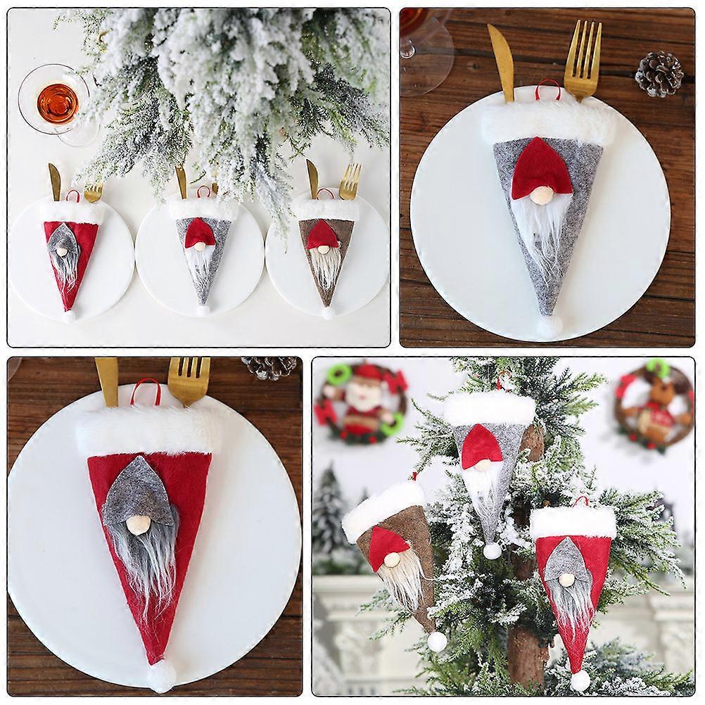 Tableware Cover Christmas Non-Woven for Storage 6Pcs Red Dinnerware Set