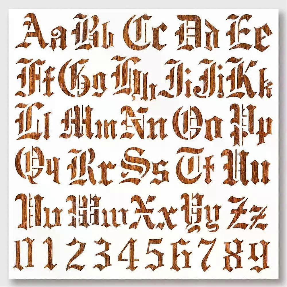 Gothic A to Z Alphabet Numbers Stencil 1181x1181 Hollow Out Drawing Painting Template Reusable DIY Art and Craft Stencils
