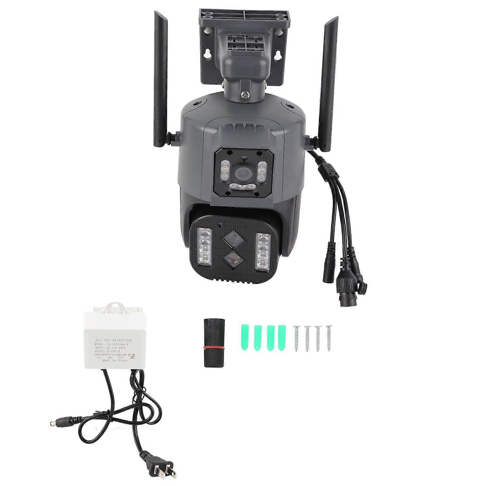 Smart Outdoor Camera 4MP Wireless Three Lens Remote Monitor Auto Zoom Motion Tracking Surveillance Camera