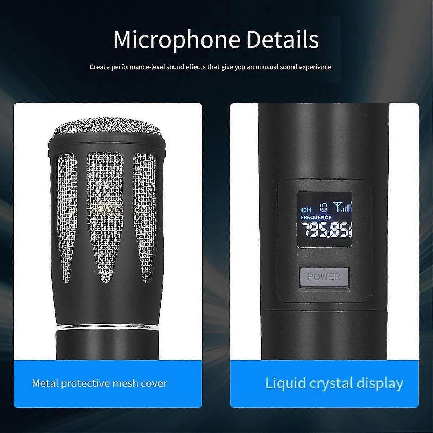 Wireless Microphone UHF Fixed Frequency Handheld Mic Micphone Silver