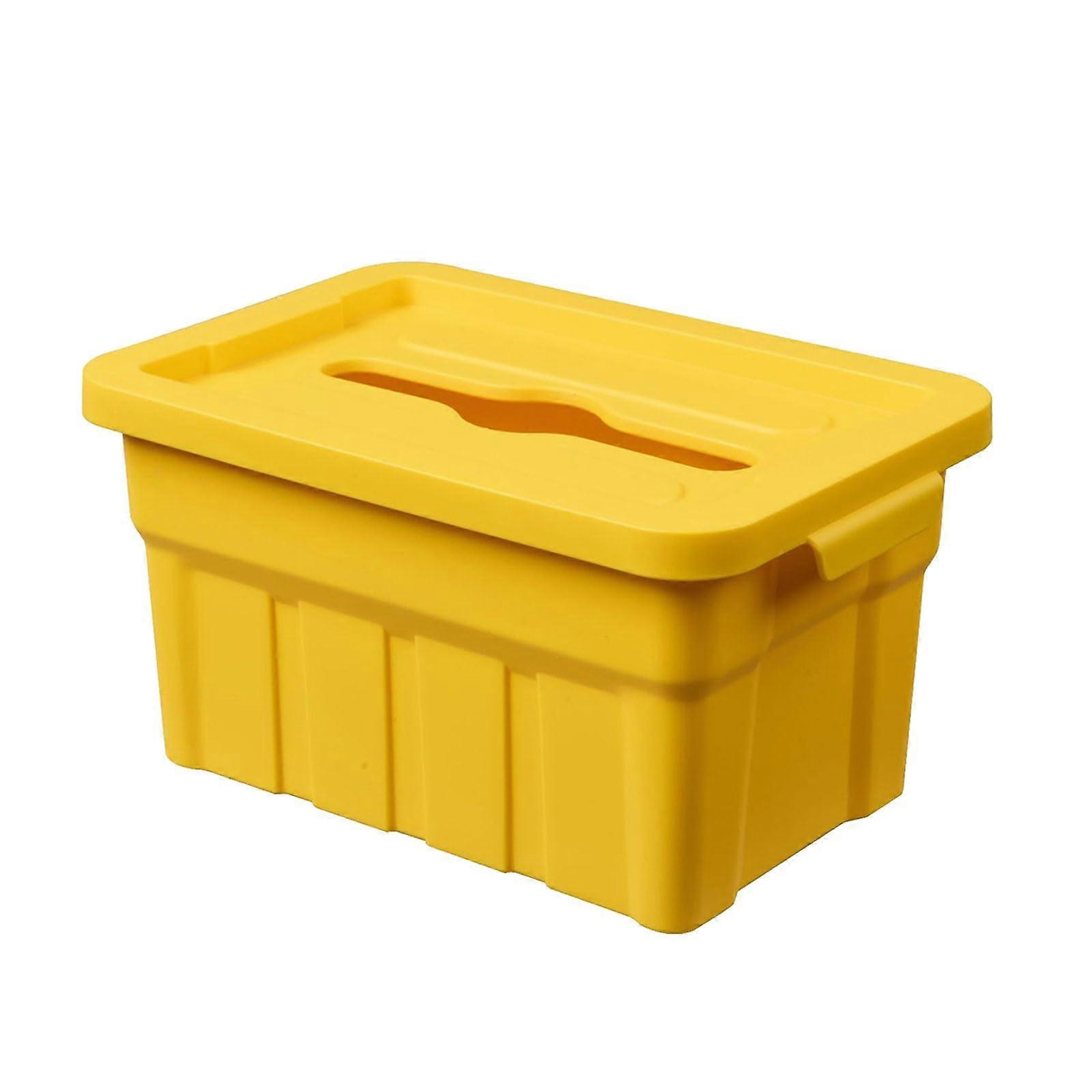 Automatic Lift Desktop Tissue Box PP Materials Sturdy Construction Yellow Retro Industrial Style Generic Size