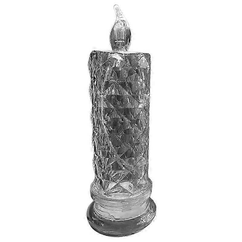 Faux Crystal LED Candles Light Flameless Night Light Rose Pattern Projection Candle Light for Home