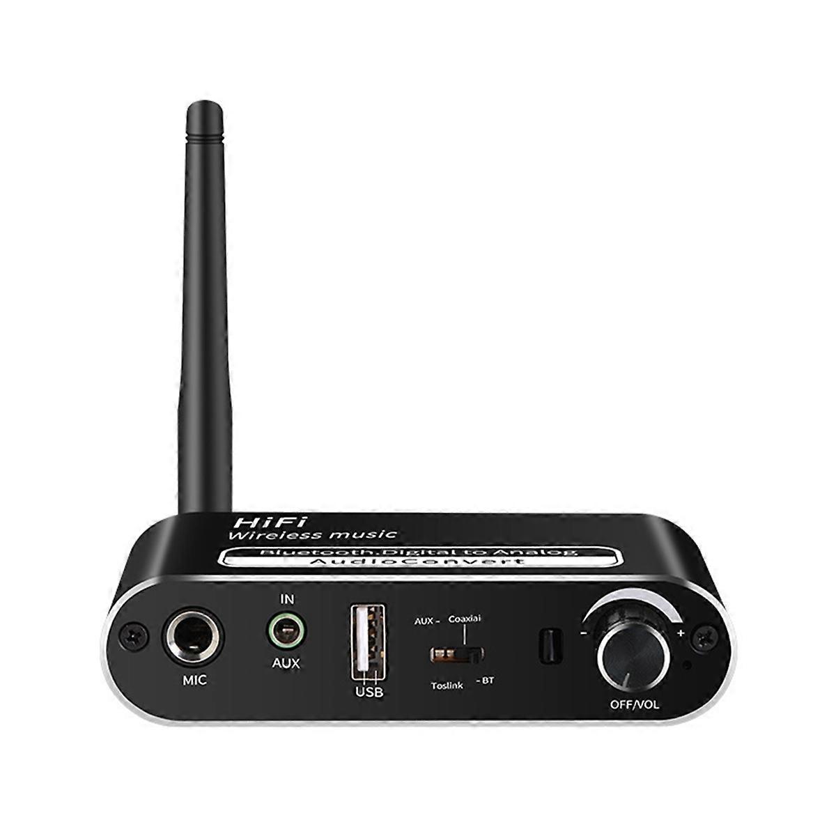 Bluetooth 5.1 Receiver Digital to Analog Audio Converter Coaxial Optical Fiber Wireless Adapter Lossless USB Microphone