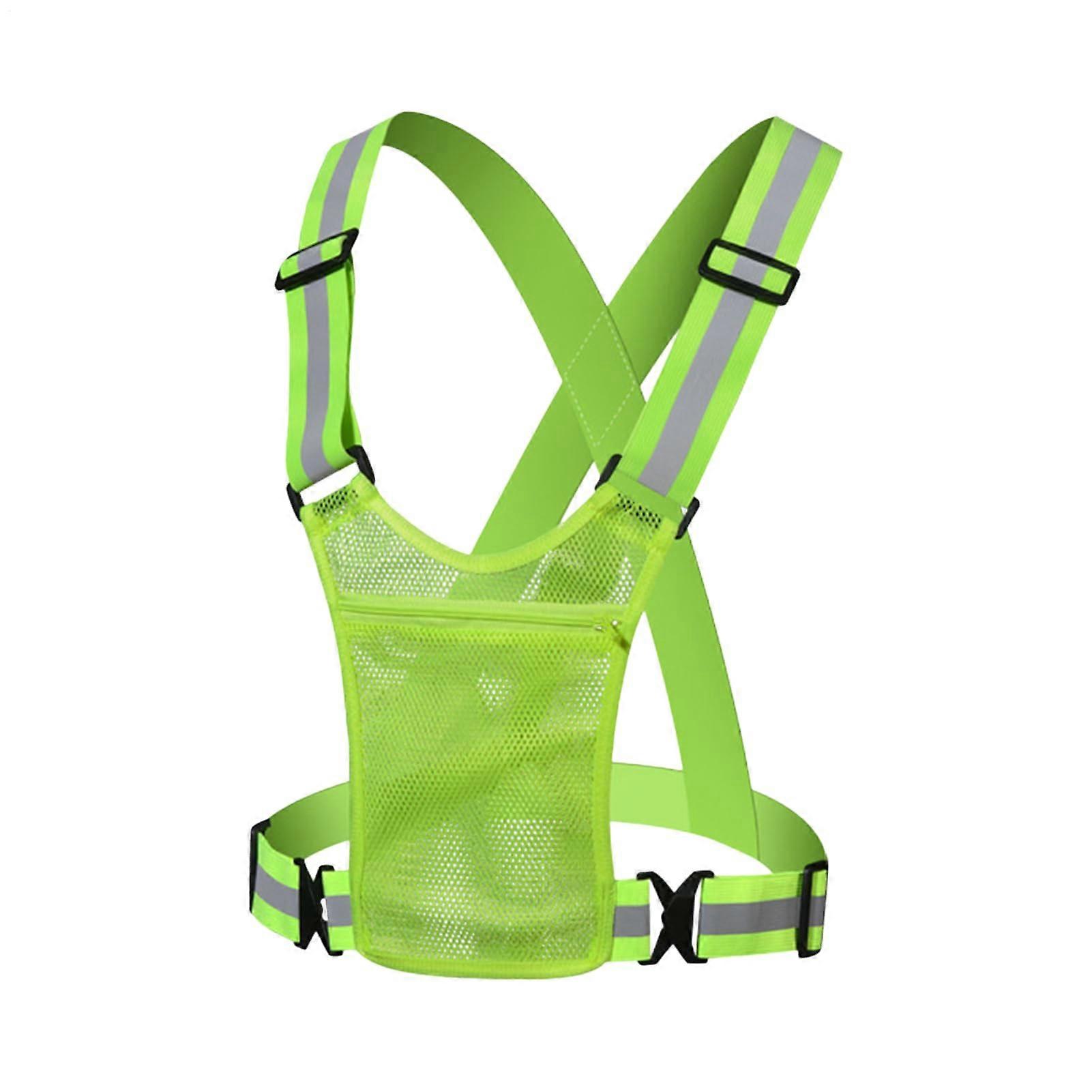 Running Safety Vest Reflective High Visibility Vest For Running And Walking With Phone Holder Adjustable Size