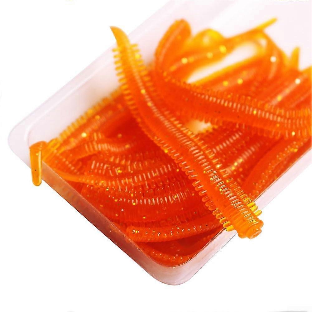 Lifelike Movement Set Of 10 Flexible Simulation Sand Silkworm Lure Set No. 5 Orange For Freshwater Fishing