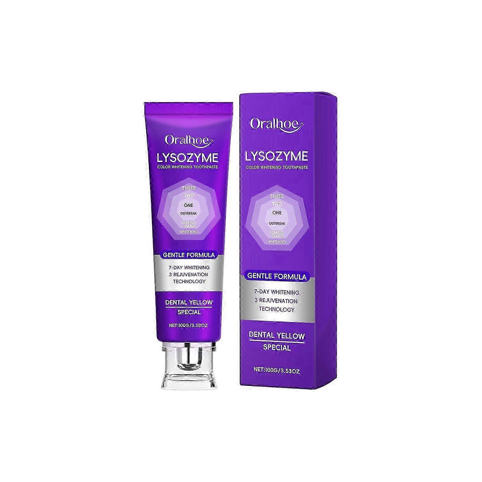 Purple Color Corrector Whitening Toothpaste, Deep Stain Remover Toothpaste, Plaque Remover For Teeth, Freshens Breath, Vanilla Mint