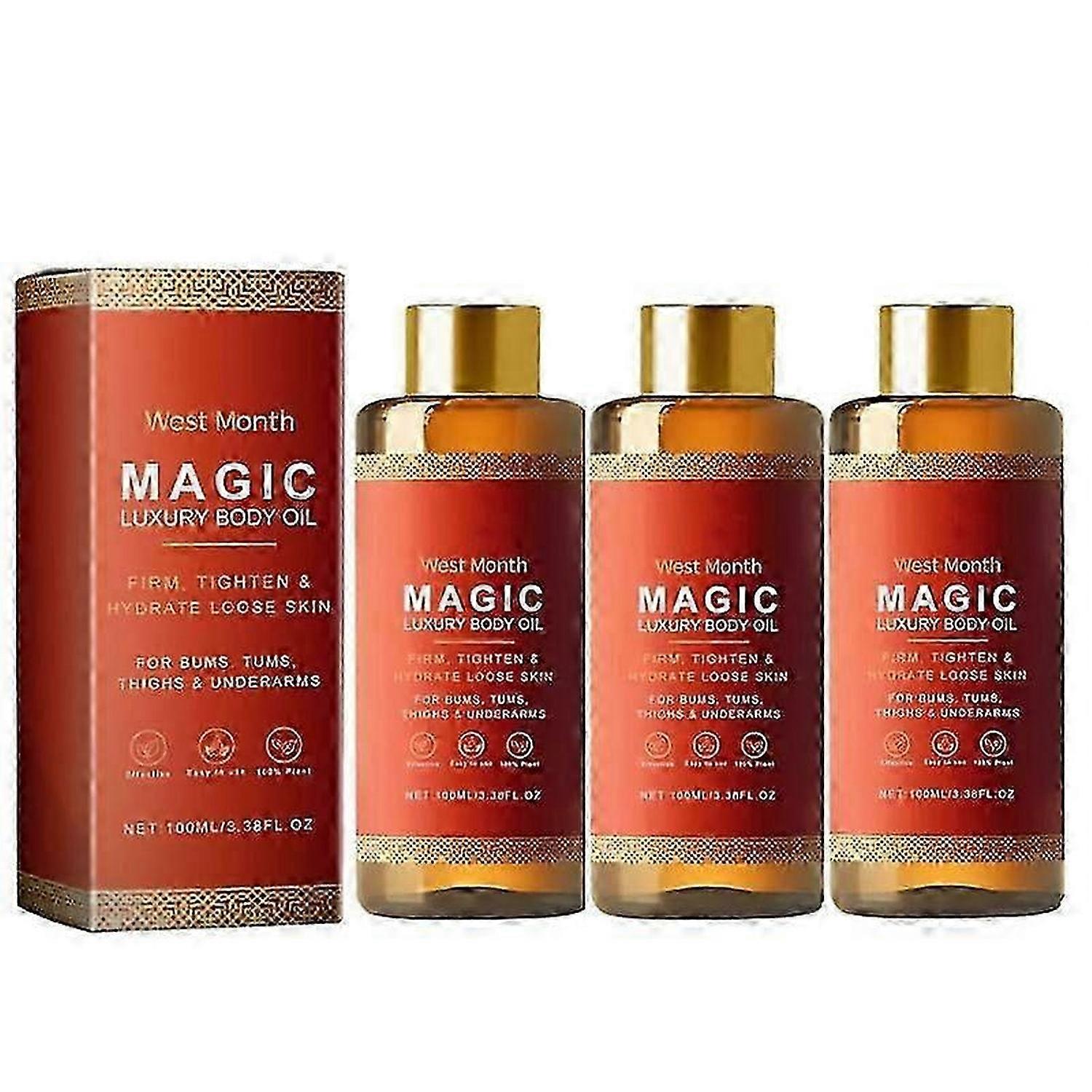 3 stk magisk kroppsolje for armer, bryst, lår og mage 100 ml